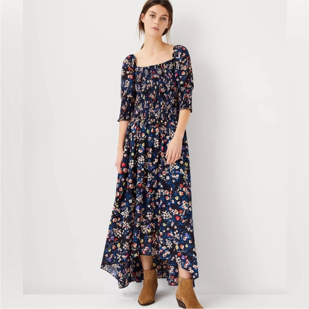 Ann Taylor Floral Smocked Maxi Dress